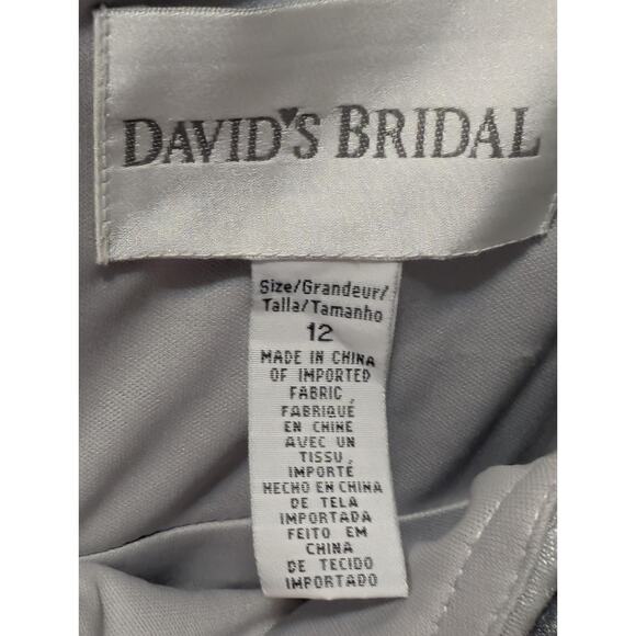 Davids Bridal Silver Ruffled Beaded Formal Mini Dress Prom Homecoming Size 12 - Picture 5 of 11